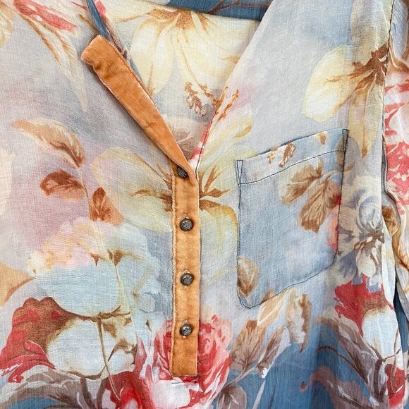 Soft Surroundings Floral Tunic Top with Embroidered Back Large - Picture 4 of 9